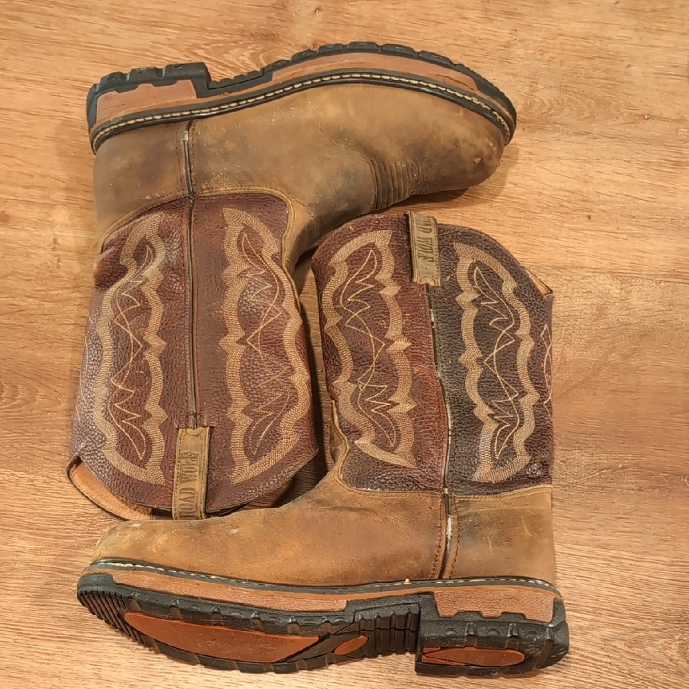 🥾 Road Wolf Men's Brown Leather Cowboy Work Boots - Picture 8 of 12
